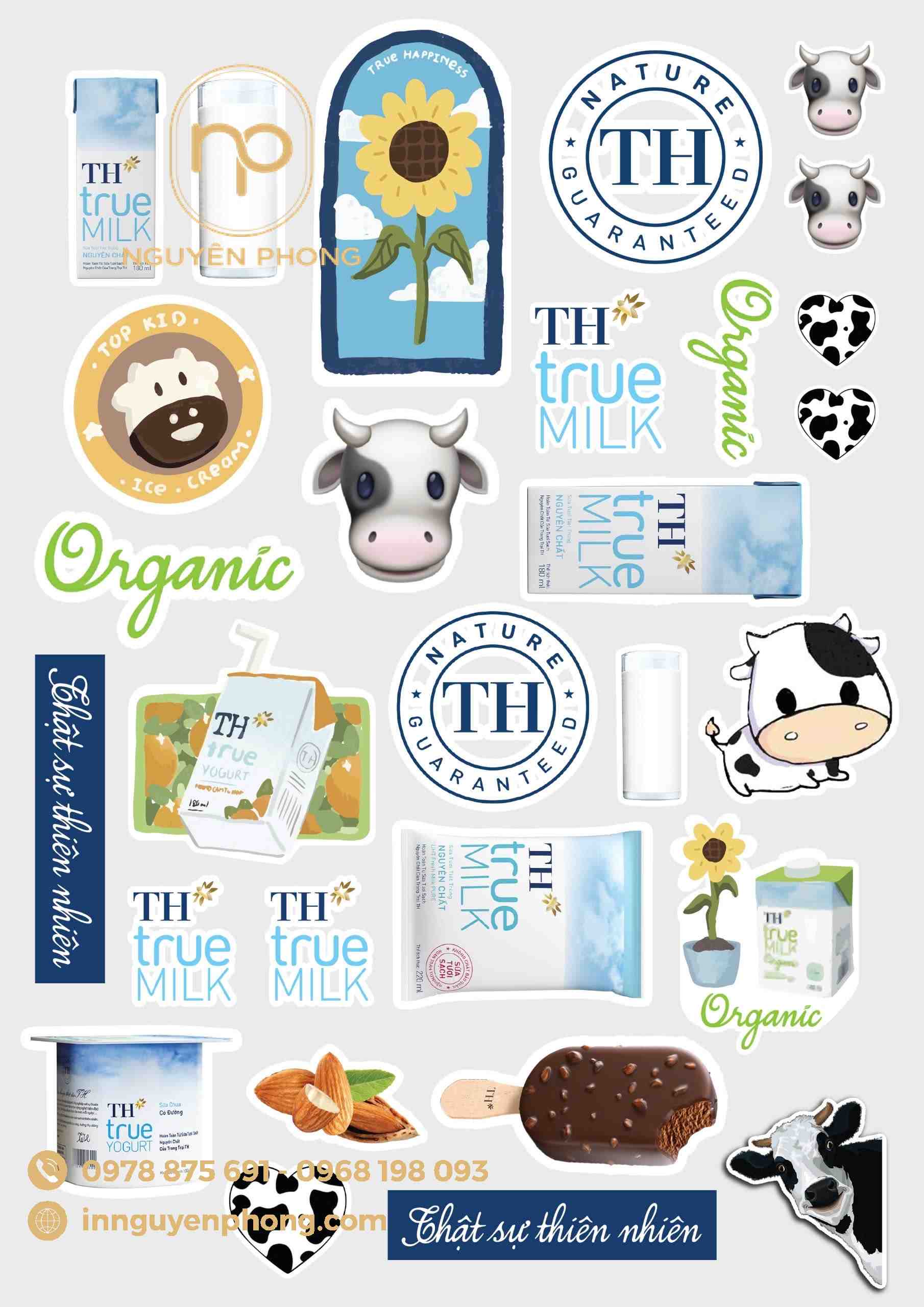 Bộ sticker các sản phẩm của TH true MILK